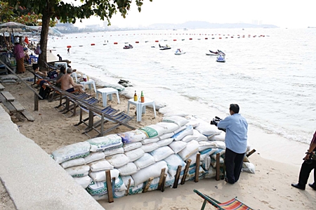 Sandbags are only a temporary measure to try and stem the erosion.